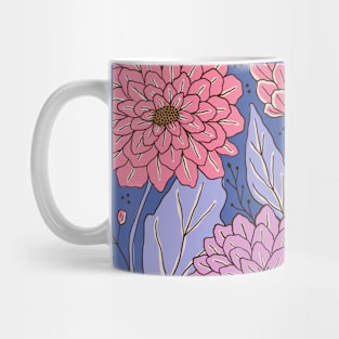 Dahlia garden in blue Mug